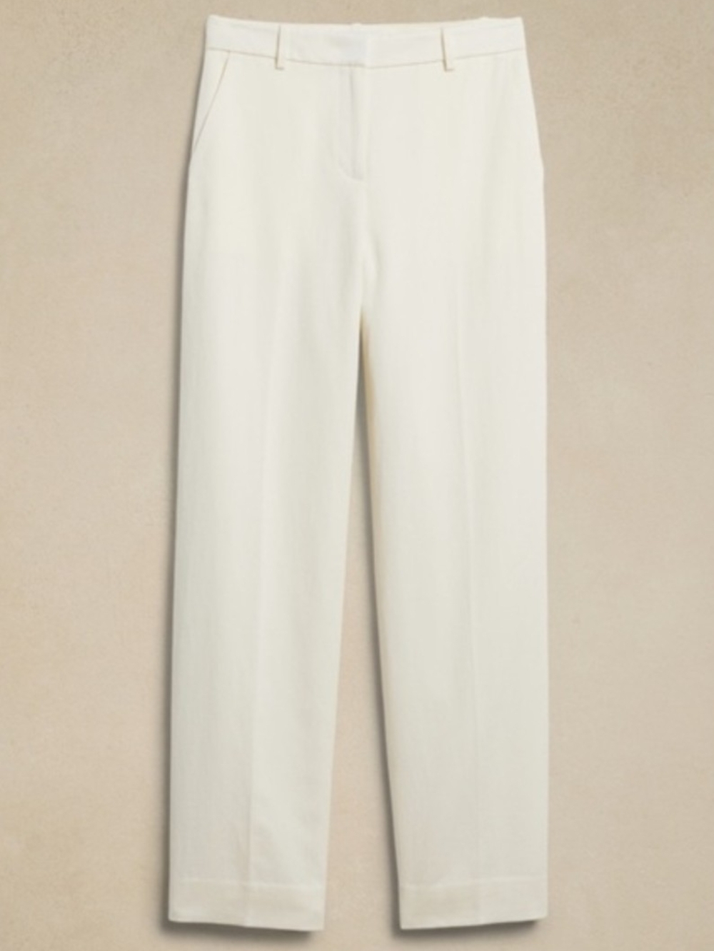 BANANA REPUBLIC Italian Cotton Linen Pants Seahaven Straight Women 10 Ivory Work